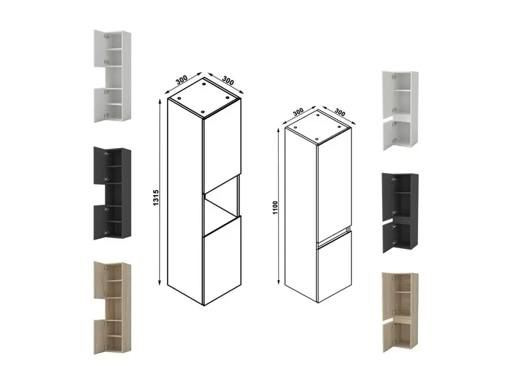 Ensemble meuble vasque L.60cm 2 tiroirs + lavabo + colonne + miroir mural 60cm,anthracite