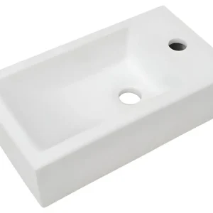 Haute Qualité Professionnelle Vasque lavabo salle de bain + trou de robinet 46 x 25,5 cm céramique blanc 02_0002530