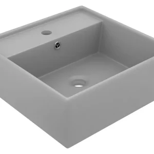 Lavabo carré de luxe à trop-plein vasque à poser de toilette lave-mains de salle de bain salle cosmétique mat 41x41 cm cér...