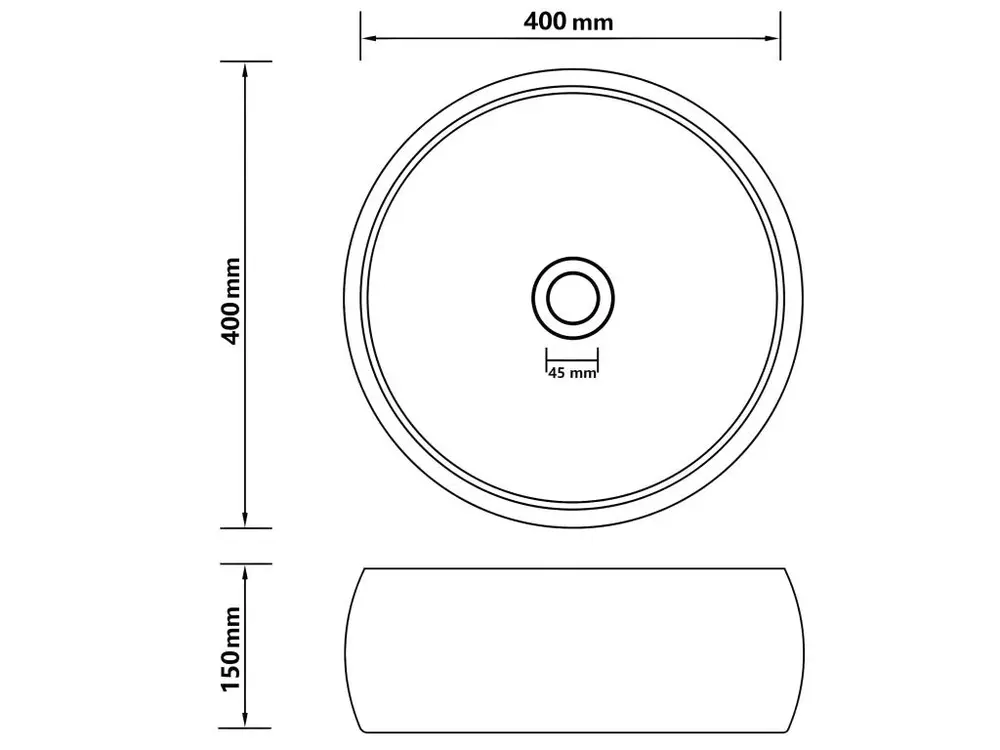 Lavabo rond de luxe vasque à poser de toilette lave-mains de salle de bain cuisine vestiaire maison intérieur 40 x 15 cm b...