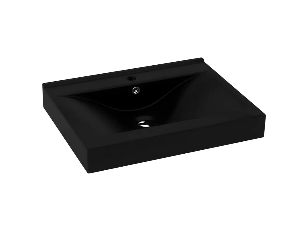 Lavabo salle de bain avec trou de robinet 60x46 cm céramique noir mat 02_0002772