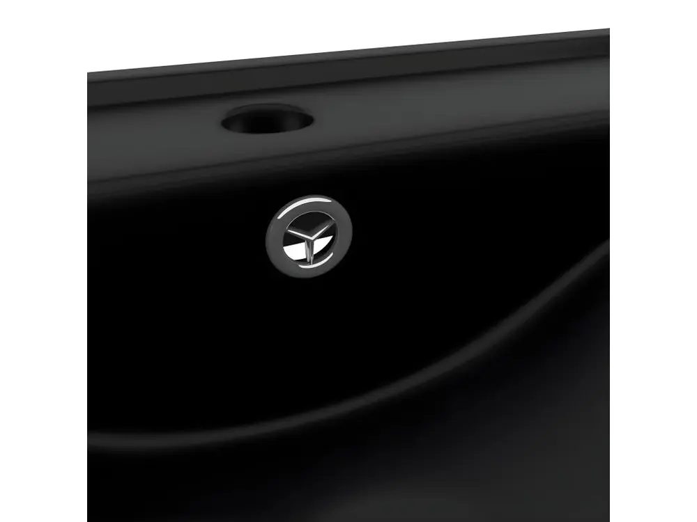 Lavabo salle de bain avec trou de robinet 60x46 cm céramique noir mat 02_0002772