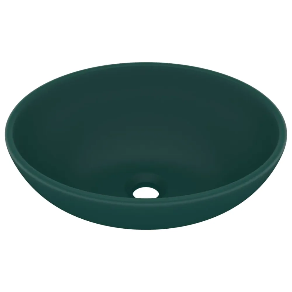 Lavabo vasque ovale de luxe 40x33 cm céramique vert sombre mat 02_0002668