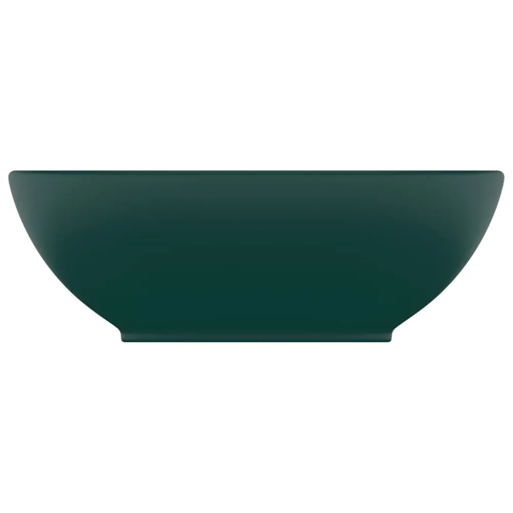 Lavabo vasque ovale de luxe 40x33 cm céramique vert sombre mat 02_0002668
