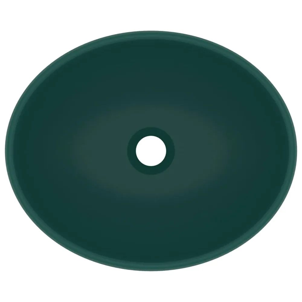 Lavabo vasque ovale de luxe 40x33 cm céramique vert sombre mat 02_0002668