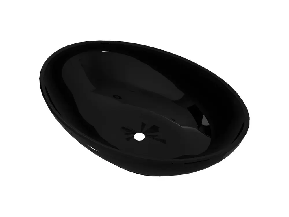 Lavabo vasque salle de bain ovale 40 x 33 cm céramique noir 02_0002481