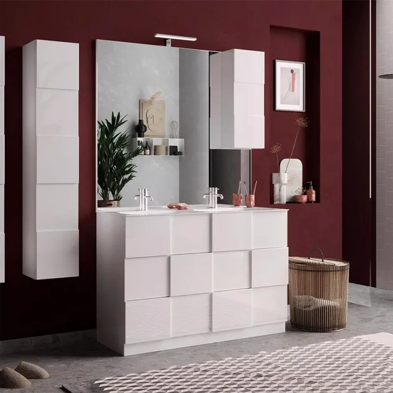 Meuble salle de bain sur pieds ARREDOBAGNO CAMPANELLI 3 tiroirs + doublement vasque 120cm