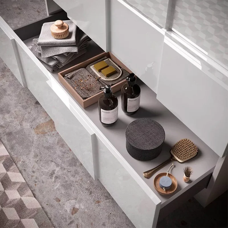 Meuble salle de bain sur pieds ARREDOBAGNO CAMPANELLI 3 tiroirs + doublement vasque 120cm
