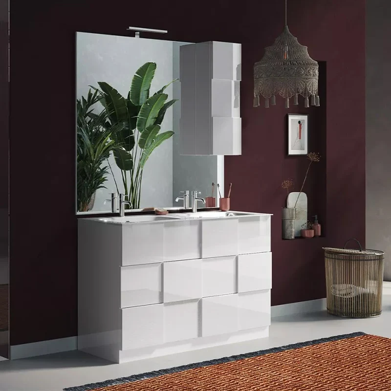 Meuble salle de bain sur pieds ARREDOBAGNO CAMPANELLI 3 tiroirs + doublement vasque 120cm