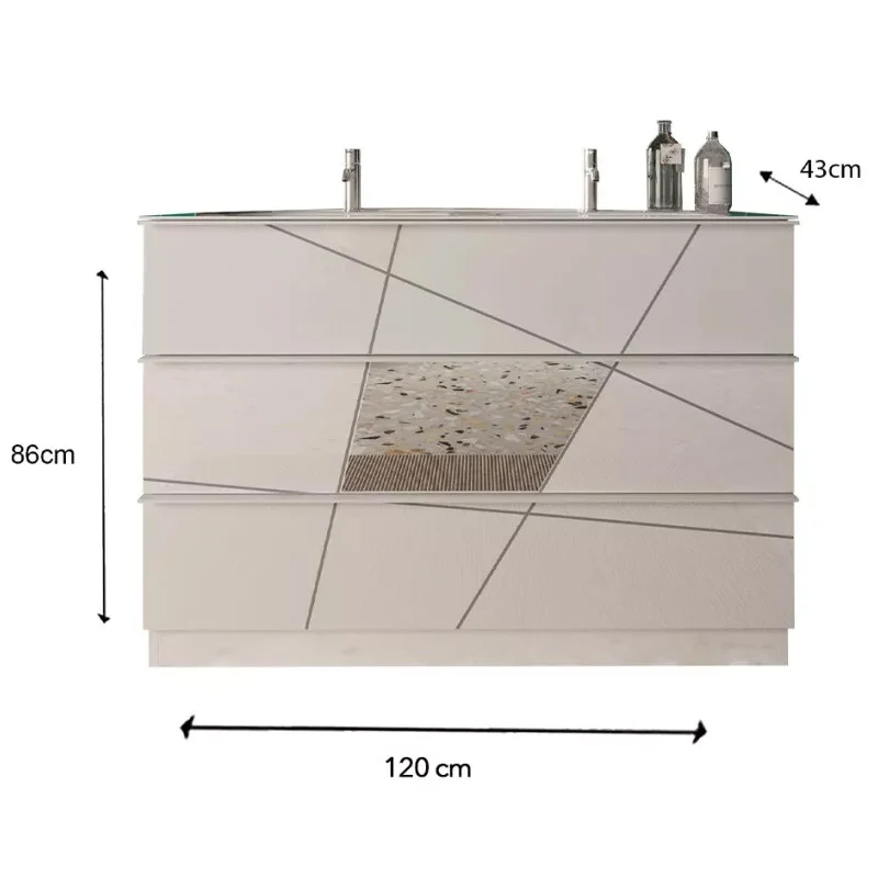 Meuble salle de bain sur pieds ARREDOBAGNO CAMPANELLI Miroir 3 tiroirs + duo vasque 120cm