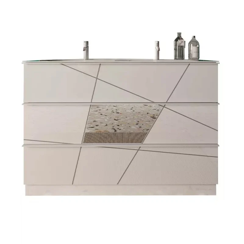 Meuble salle de bain sur pieds ARREDOBAGNO CAMPANELLI Miroir 3 tiroirs + deux fois vasque 120cm
