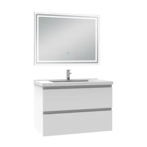 Meubles facile vasque l.60 x H.52 x P.39cm, meuble acve miroir Blanc, Aica pour Lavabo sur Colonne