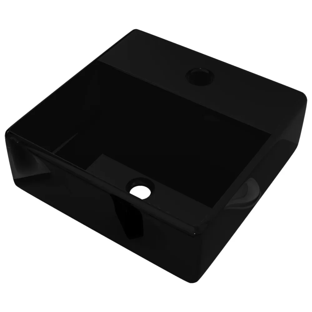 Robinet de lavabo Vasque rectangulaire à trou Noir en céramique pour salle de bain