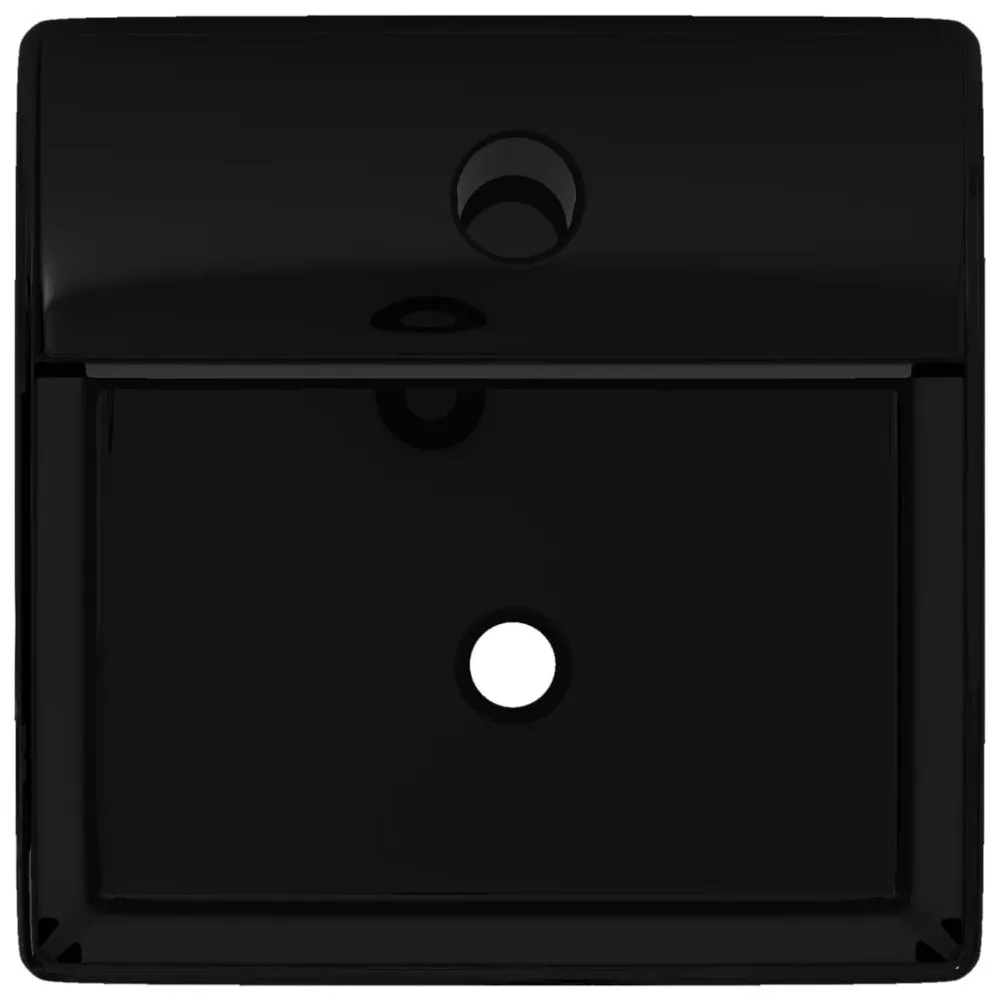 Robinet de lavabo Vasque rectangulaire à trou Noir en céramique pour salle de bain