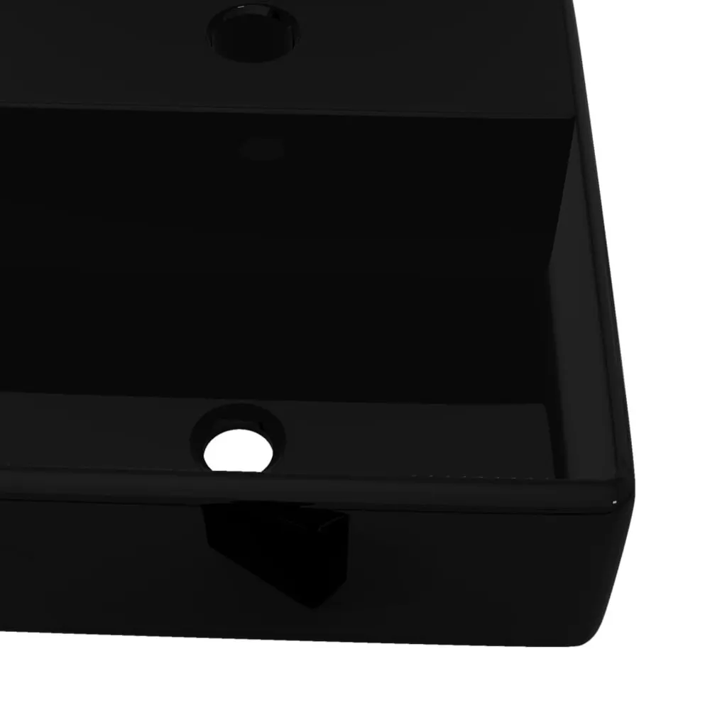 Robinet de lavabo Vasque rectangulaire à trou Noir en céramique pour salle de bain