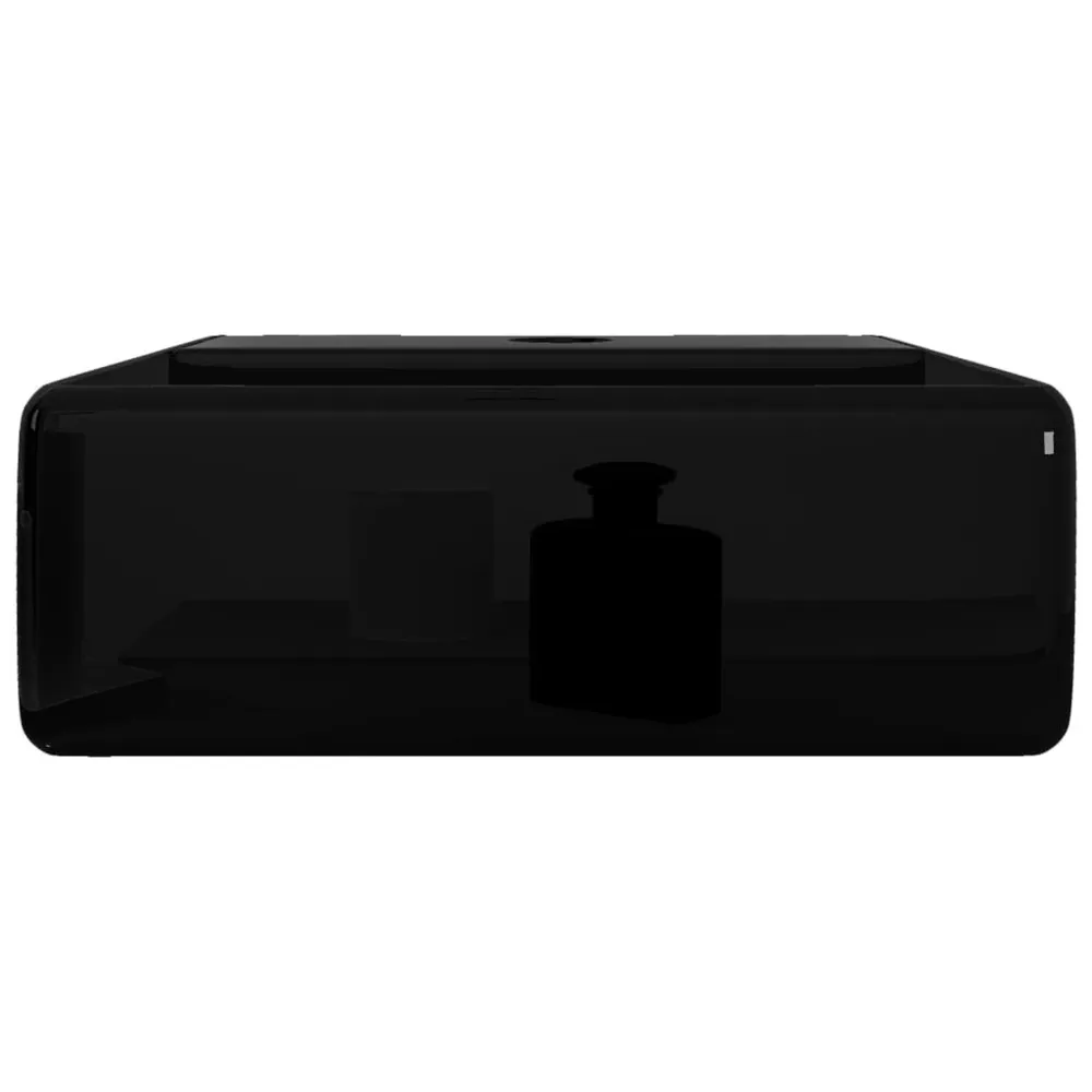 Robinet de lavabo Vasque rectangulaire à trou Noir en céramique pour salle de bain