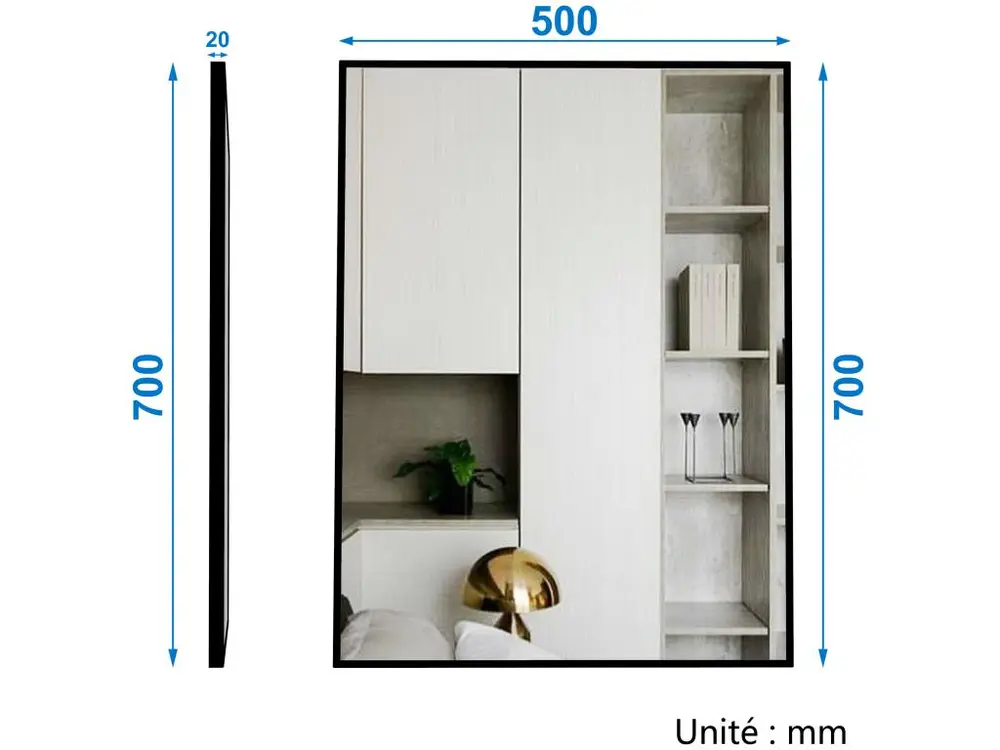 Étanche IPX4 Ensemble meubles Salle de Bain 60cm aisé vasque + colonne + miroir mural Anthracite
