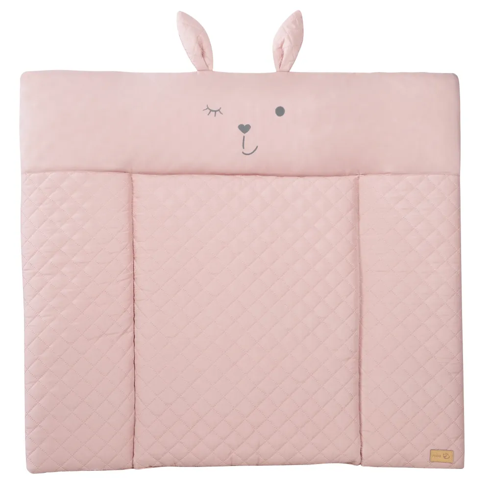 Wickelauflage tendre 'roba Style' rosa, 85 x 75 cm, abwischbar, mit Hasengesicht 'Lily'