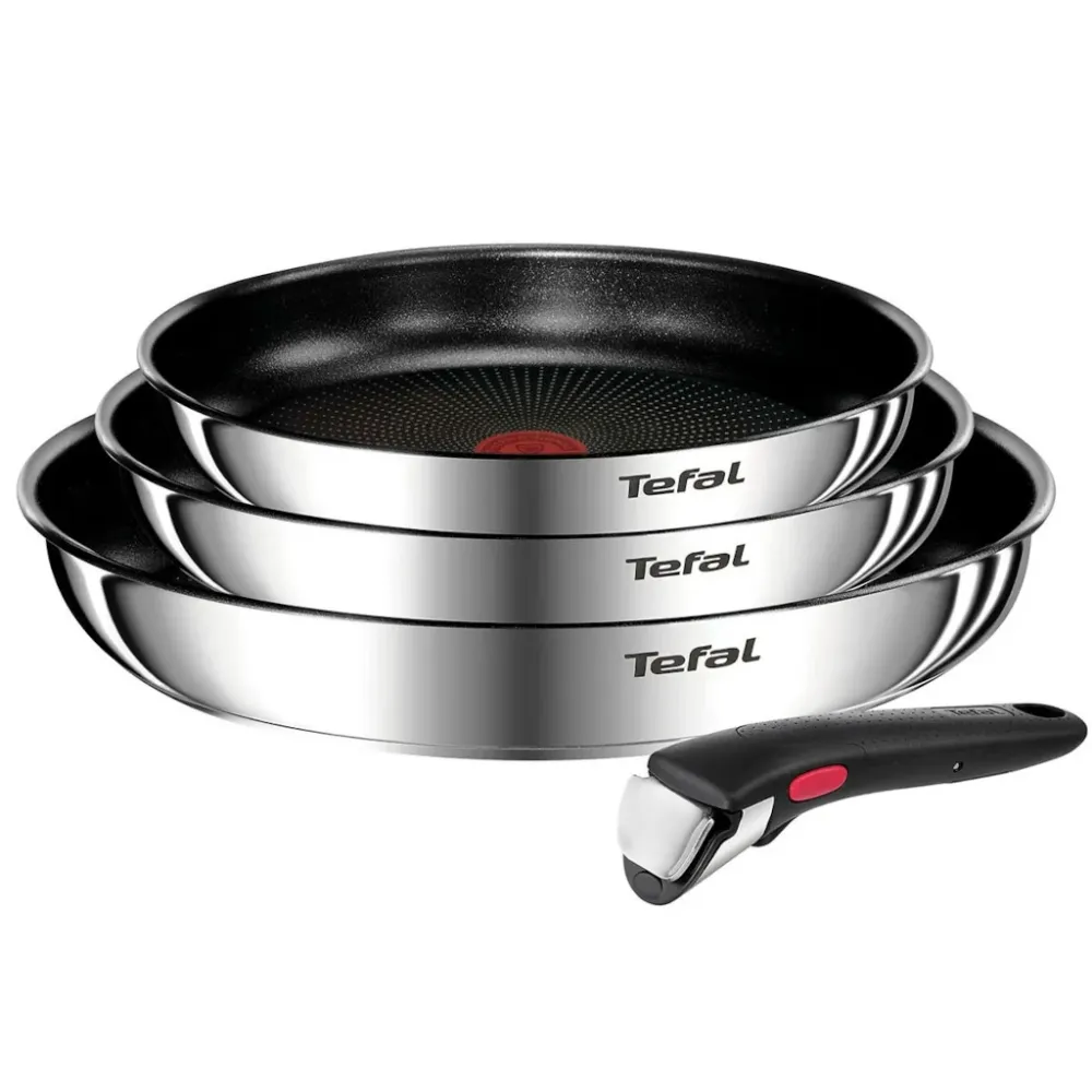 Set de 3 poêles et manche Ingenio Emotion Tefal 22, 24 et 28 cm Sécurité Renforcée