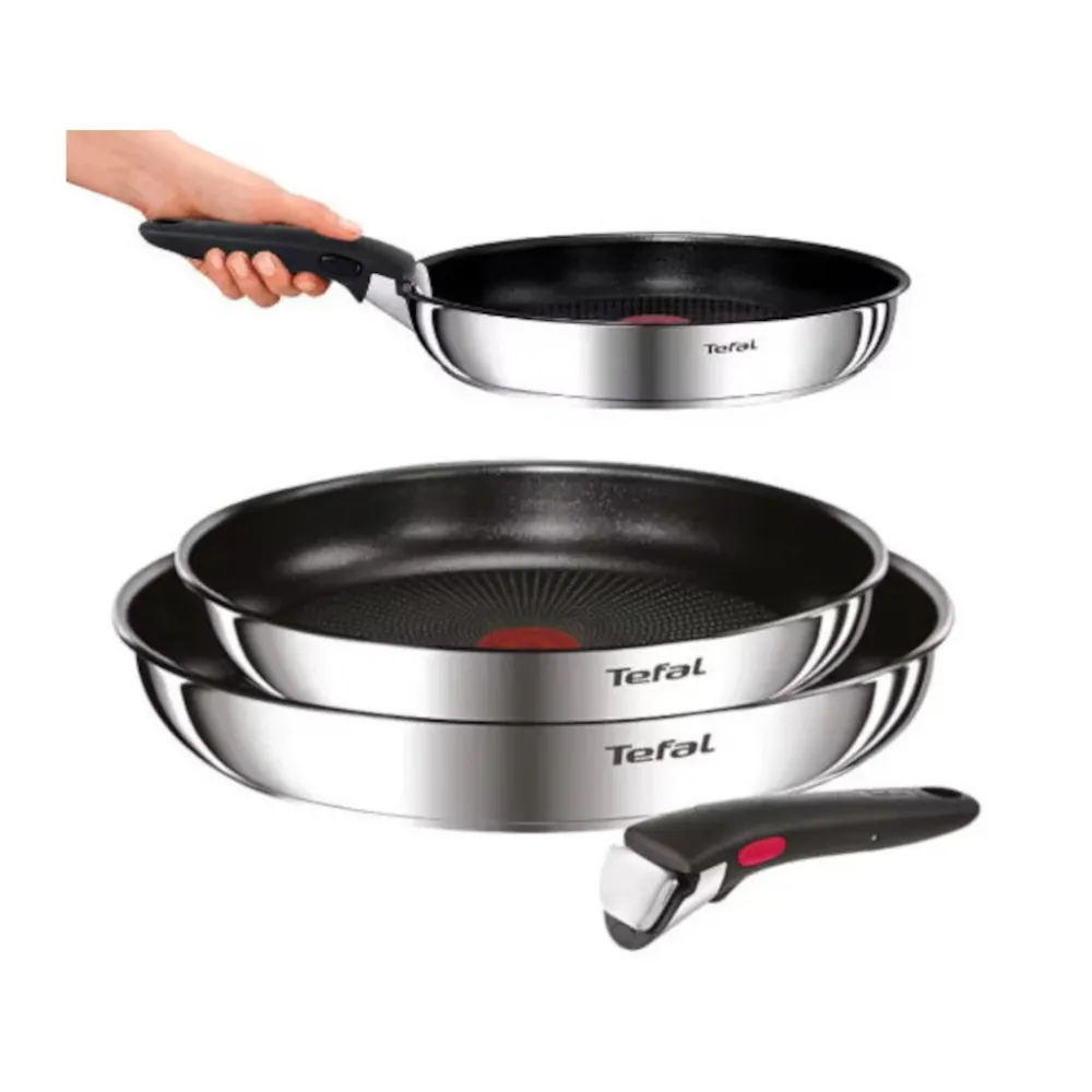 Set de 3 poêles et manche Ingenio Emotion Tefal 22, 24 et 28 cm Sécurité Renforcée