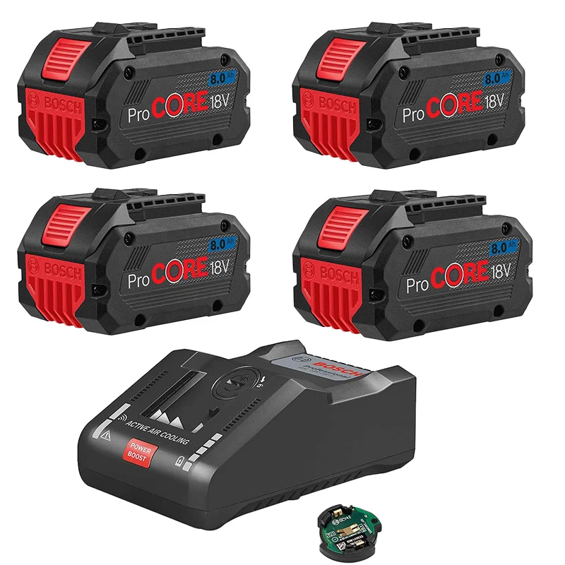 Lot de 4 batteries ProCore 8Ah 18V 1600A016GK + 1 chargeur foudroyant 1600A019S6 Bosch Professional