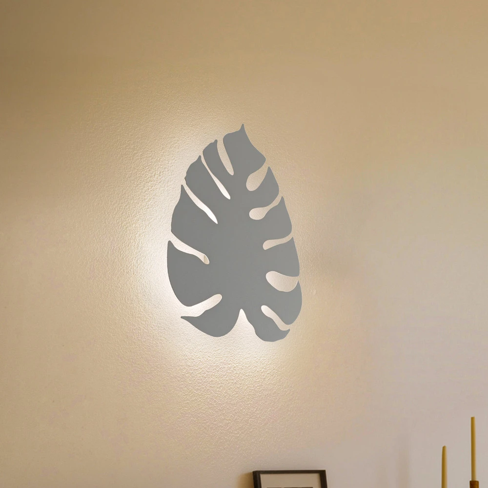 Applique murale Monstera, forme de feuille, 3 x G9, acier, naturel en rouleau de 10 mètres