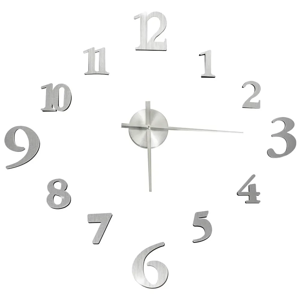 Horloge murale 3D Design novateur Argenté 100 cm XXL