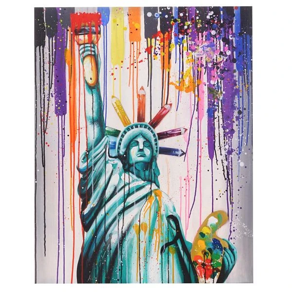 Mendler peinture à l'huile Statue de la Liberté 100% peinture murale 3D peinte à la main XL 100x80cm 44719 prendr...
