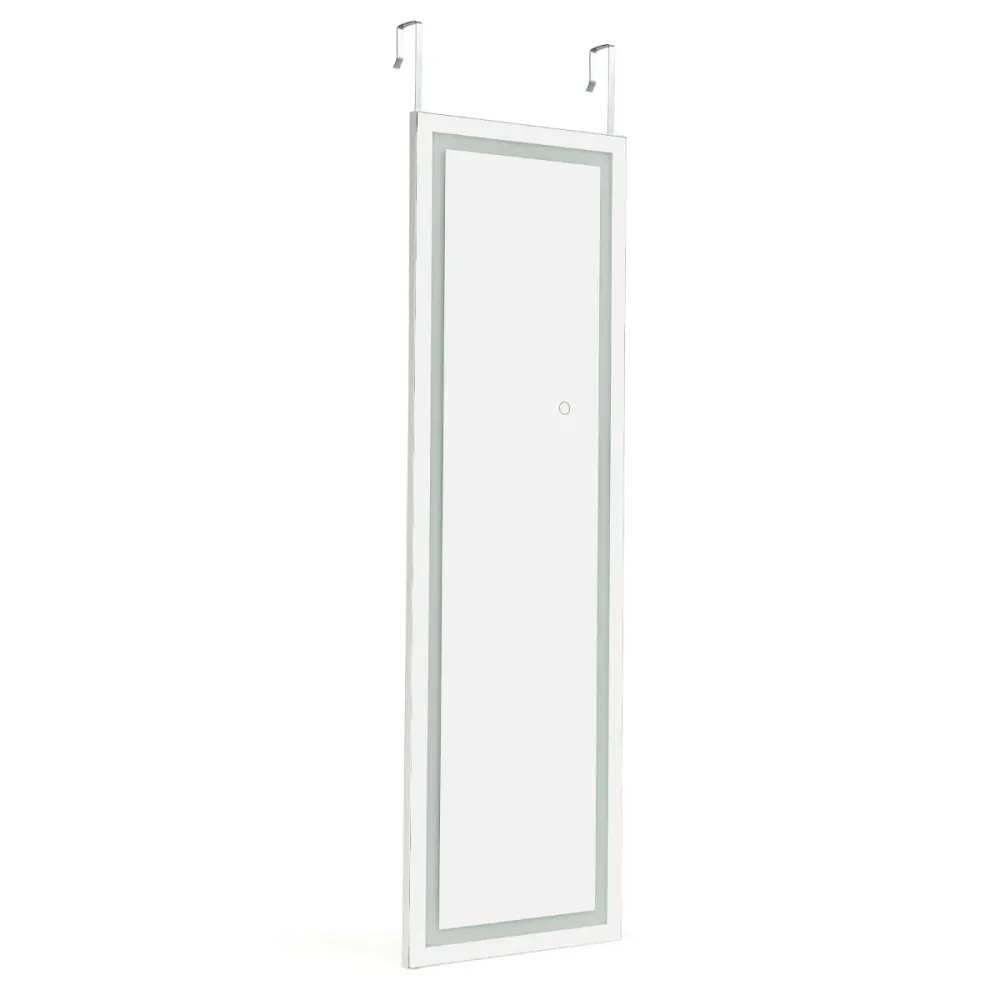 Miroir mural led miroir pleine longueur lumineux à 3 couleurs cadre en mdf 120 x 37cm blanc 20_0006878 Couleur Bleu Canard