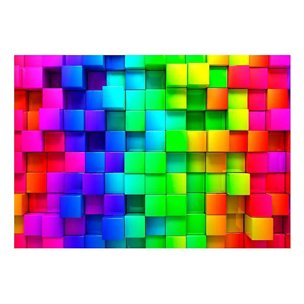 Papier peint intissé panoramique 3d et point de vue colourful cubes 300x210 cm - Résistant aux Taches