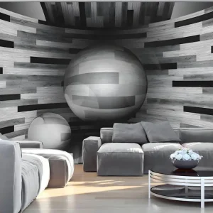 Papier peint intissé 3D et Perspective Ardoise sphere : Taille - 300 x 210 cm