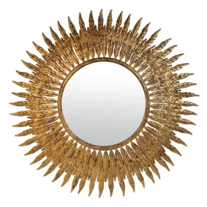 Papier peint lavable Miroir soleil feuilles doré 63cm