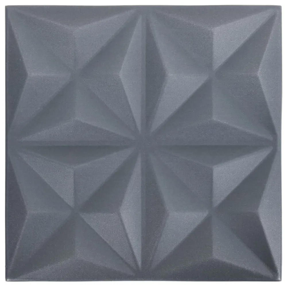 Règle à couper Panneaux muraux 3D 12 pcs 50x50 cm gris origami 3 m²