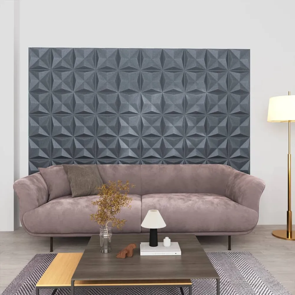 Règle à couper Panneaux muraux 3D 12 pcs 50x50 cm gris origami 3 m²