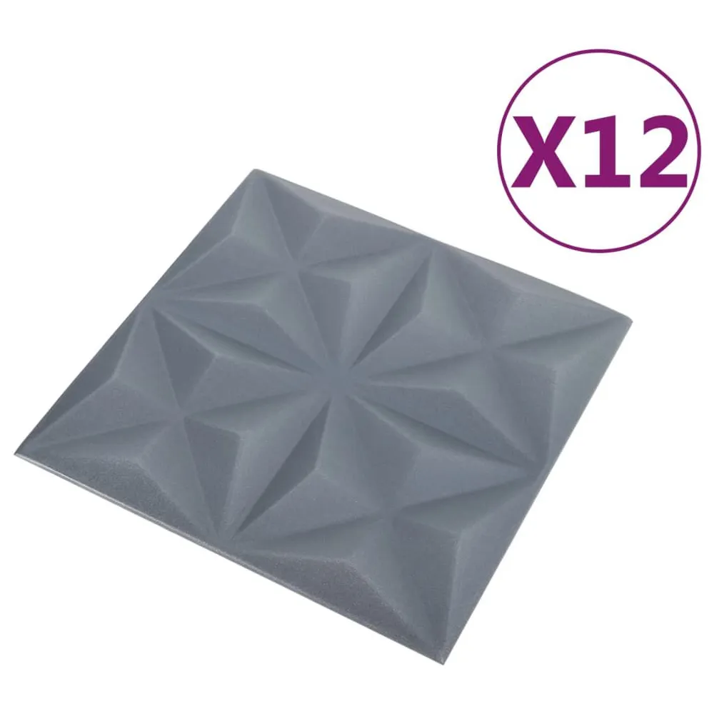 Règle à couper Panneaux muraux 3D 12 pcs 50x50 cm gris origami 3 m²