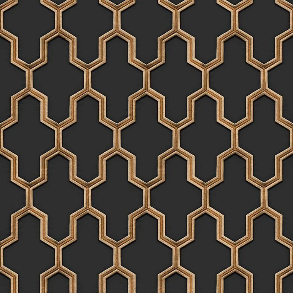 Certifié Écologique DUTCH WALLCOVERINGS Papier peint Geometric Noir et doré