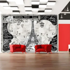 Certifié Écologique Papier peint intissé Ville et Architecture Bonjour Paris : Taille - 200 x 140 cm