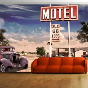 Couteau à enduire Papier peint intissé D'époque et Retro Old motel : Taille - 100 x 70 cm