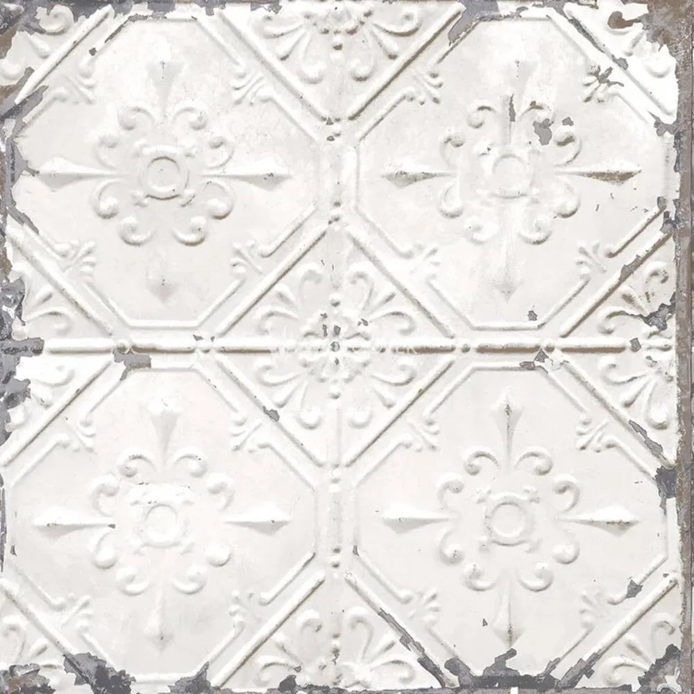 DUTCH WALLCOVERINGS Papier peint Plafond en étain Blanc Largeur 53 cm