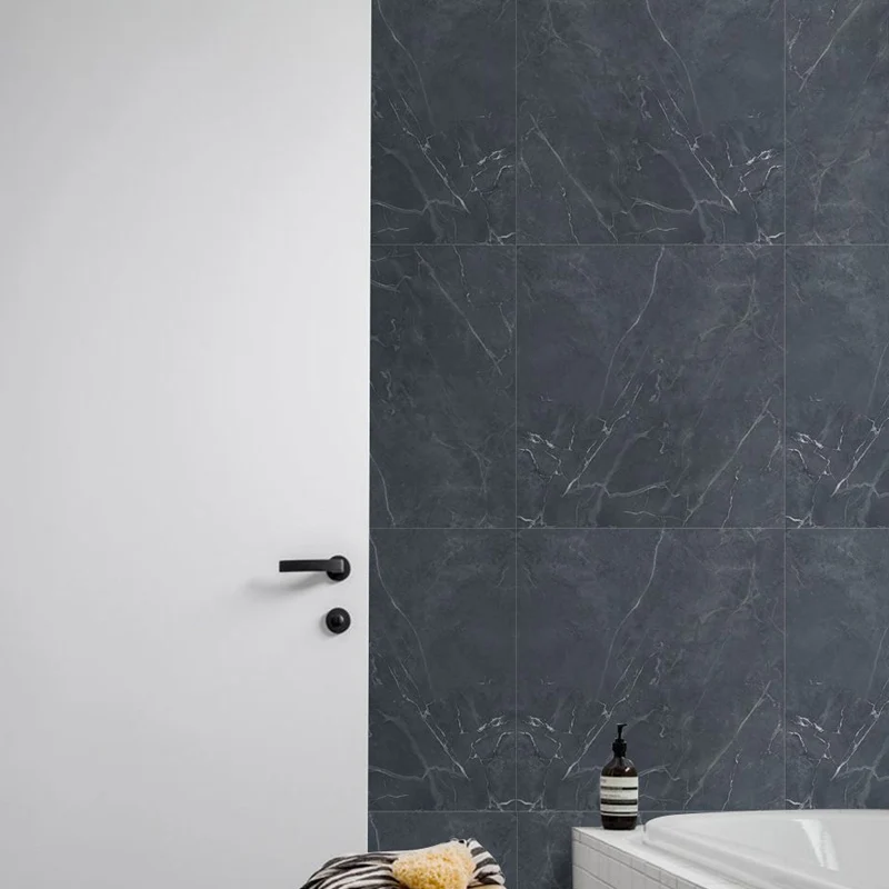 Ensemble de panneaux de papier peint en Faux marbre moderne, décoration murale noire en VINYLE facile à faire pipi pour la...
