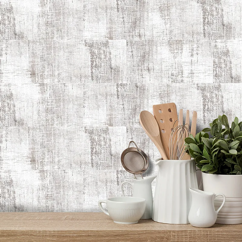 Panneaux de papier peint aspect bois de campagne, décoration murale grise à décoller et à coller pour salle à manger | Liv...
