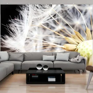 Papier peint intissé Fleurs Fluffy dandelion : Taille - 200 x 140 cm avec lame rotative