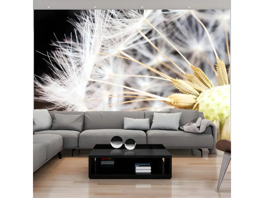 Papier peint intissé Fleurs Fluffy dandelion : Taille - 200 x 140 cm avec lame rotative