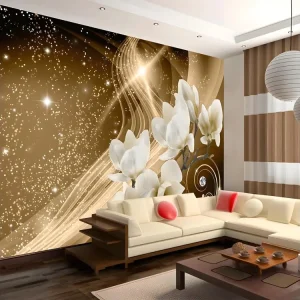 Papier peint intissé Fleurs Golden Milky Way : Taille - 200 x 140 cm