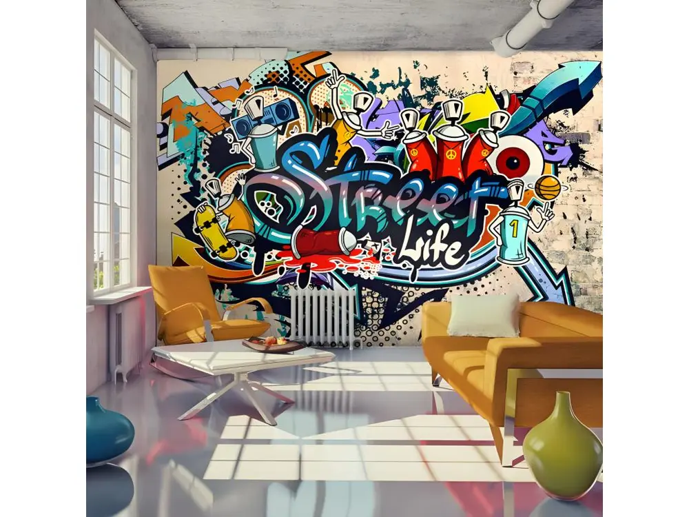 Papier peint intissé Street art Street Life : Taille - 100 x 70 cm pour découpe précise
