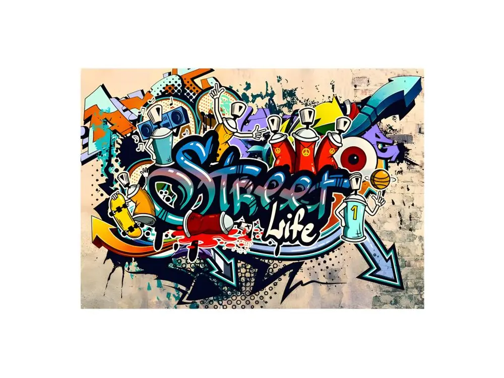 Papier peint intissé Street art Street Life : Taille - 100 x 70 cm pour découpe précise
