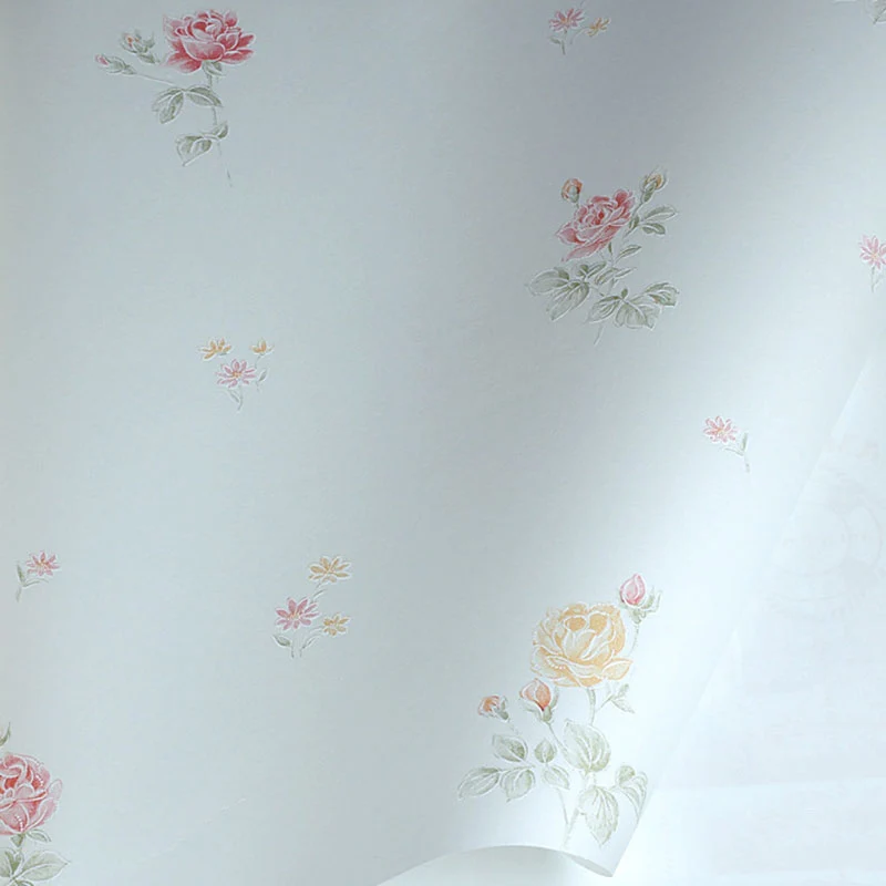 Papier peint à motif de fleurs denses de couleur douce, art mural minimaliste pour chambre d'amis | Livraison Rapide
