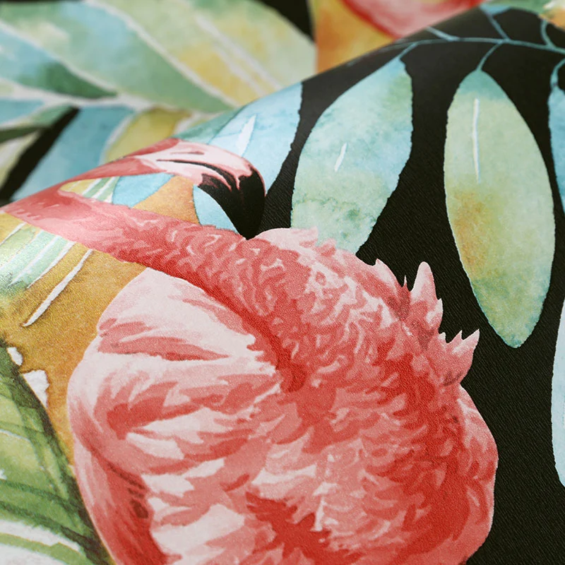 Papier peint Tropical Botanix Flamingo, revêtement mural anti-taches de couleur foncée pour la maison Largeur 53 cm