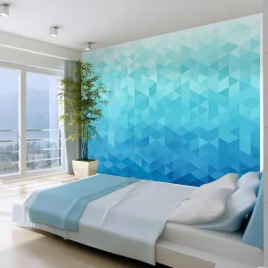 Premium Anti-Humidité Papier peint intissé Fonds et Dessins Pixel azur : Taille - 200 x 140 cm