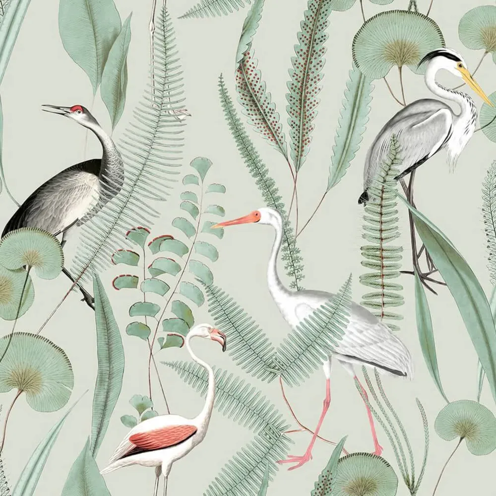 Professionnel Haute Adhérence DUTCH WALLCOVERINGS Papier peint Flamingo Menthe